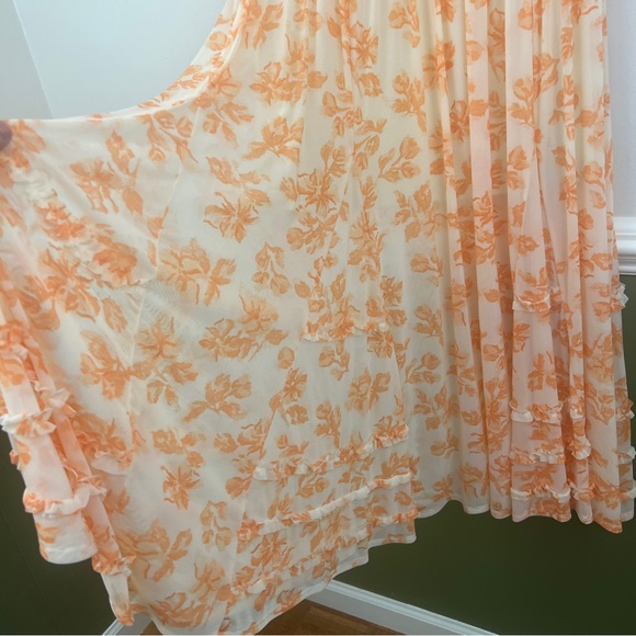 Free People It’s Fate MIDI Floral Print Dress Yellow Custard Combo Size Large - Picture 12 of 16